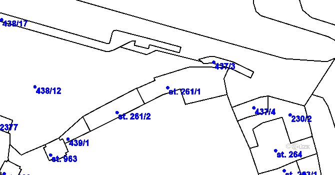 Parcela st. 261/1 v KÚ Třebíč, Katastrální mapa