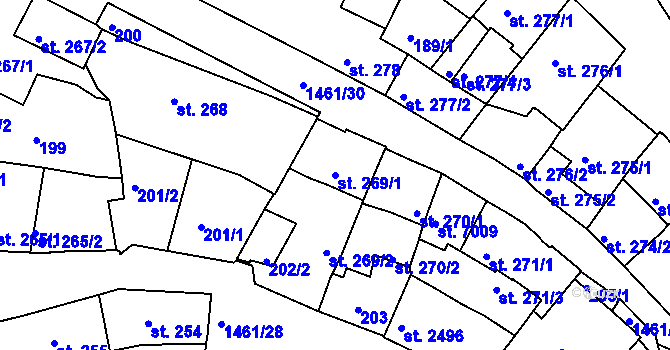 Parcela st. 269/1 v KÚ Třebíč, Katastrální mapa