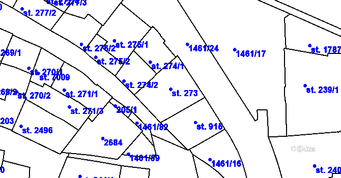Parcela st. 273 v KÚ Třebíč, Katastrální mapa