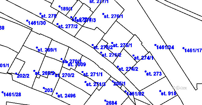 Parcela st. 275/2 v KÚ Třebíč, Katastrální mapa