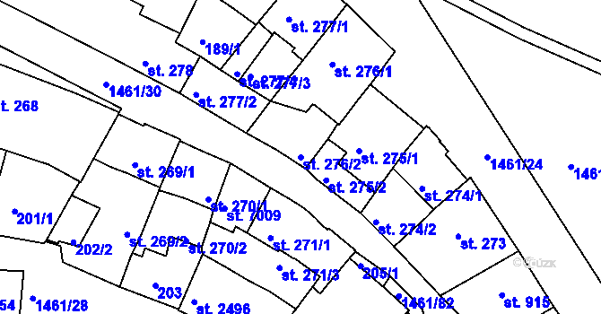 Parcela st. 276/2 v KÚ Třebíč, Katastrální mapa