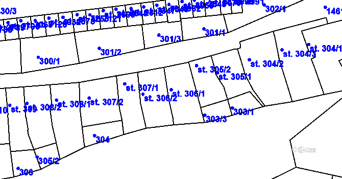 Parcela st. 306/1 v KÚ Třebíč, Katastrální mapa