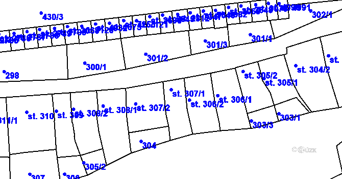 Parcela st. 307/1 v KÚ Třebíč, Katastrální mapa