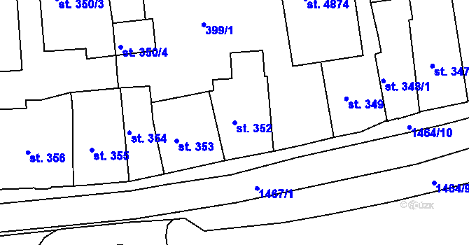 Parcela st. 352 v KÚ Třebíč, Katastrální mapa