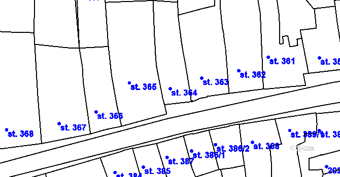 Parcela st. 364 v KÚ Třebíč, Katastrální mapa