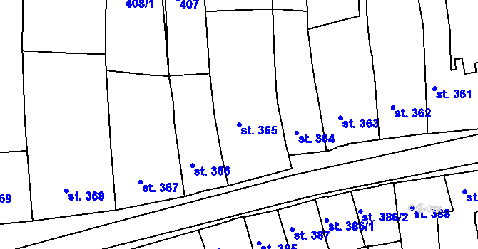 Parcela st. 365 v KÚ Třebíč, Katastrální mapa