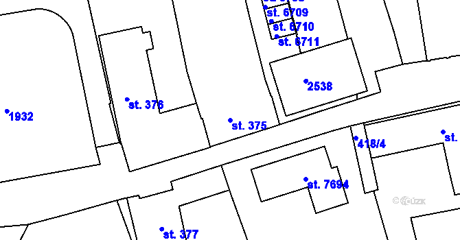 Parcela st. 375 v KÚ Třebíč, Katastrální mapa