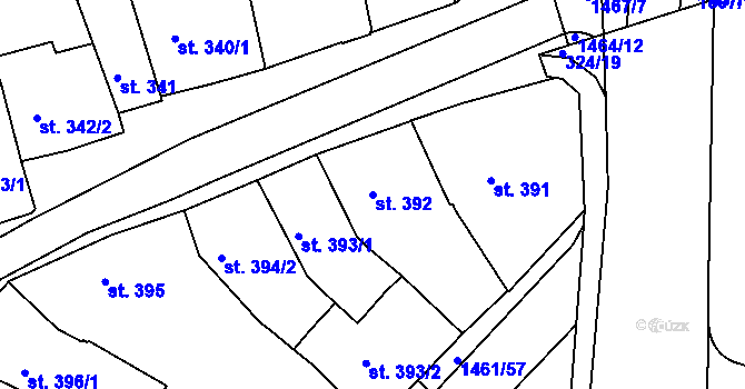 Parcela st. 392 v KÚ Třebíč, Katastrální mapa