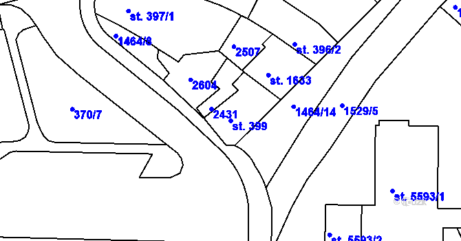 Parcela st. 399 v KÚ Třebíč, Katastrální mapa