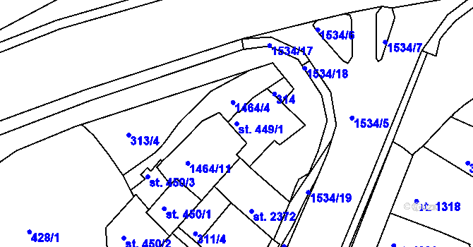 Parcela st. 449/1 v KÚ Třebíč, Katastrální mapa