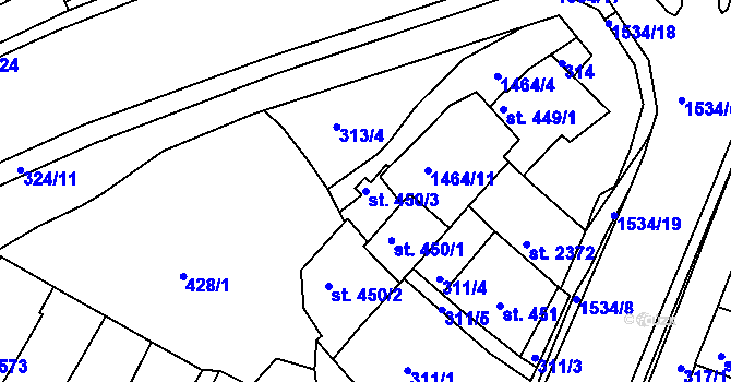 Parcela st. 450/3 v KÚ Třebíč, Katastrální mapa