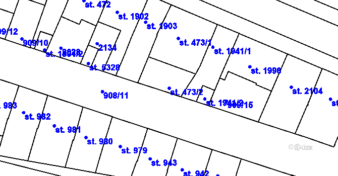 Parcela st. 473/2 v KÚ Třebíč, Katastrální mapa