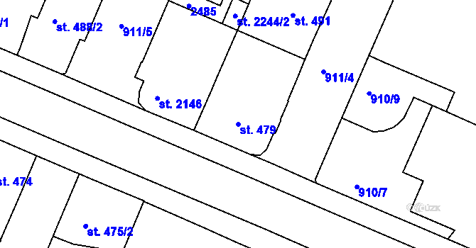 Parcela st. 479 v KÚ Třebíč, Katastrální mapa