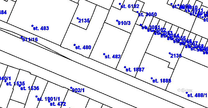 Parcela st. 482 v KÚ Třebíč, Katastrální mapa