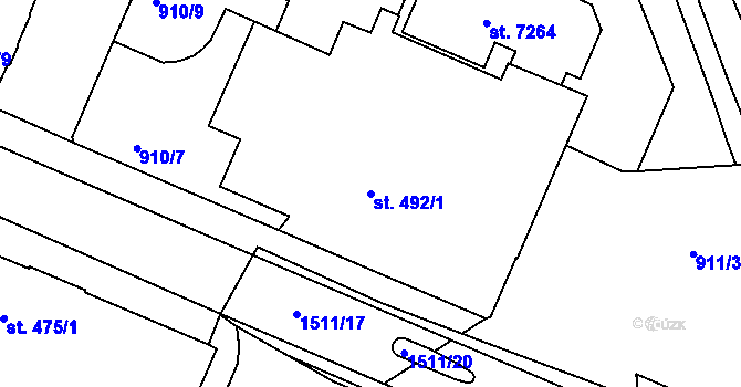 Parcela st. 492/1 v KÚ Třebíč, Katastrální mapa