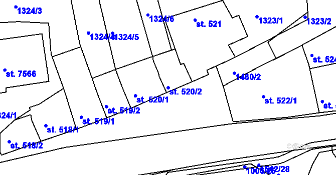 Parcela st. 520/2 v KÚ Třebíč, Katastrální mapa