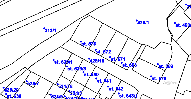 Parcela st. 572 v KÚ Třebíč, Katastrální mapa