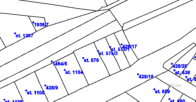 Parcela st. 575/2 v KÚ Třebíč, Katastrální mapa