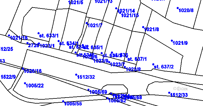 Parcela st. 635/2 v KÚ Třebíč, Katastrální mapa