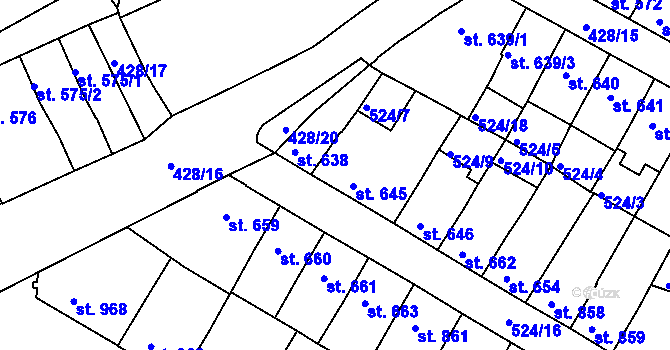 Parcela st. 644 v KÚ Třebíč, Katastrální mapa