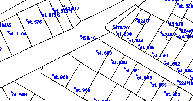 Parcela st. 659 v KÚ Třebíč, Katastrální mapa
