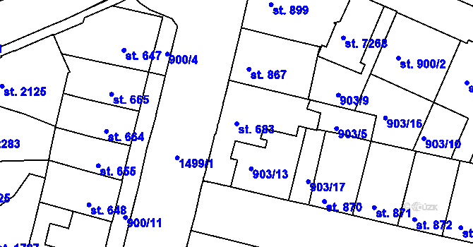 Parcela st. 683 v KÚ Třebíč, Katastrální mapa