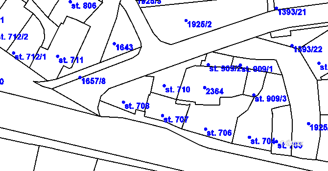 Parcela st. 710 v KÚ Třebíč, Katastrální mapa