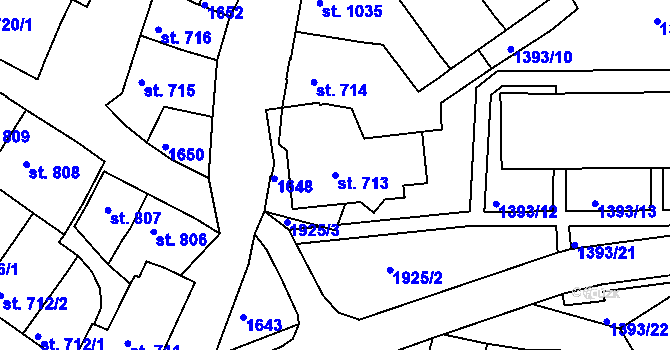 Parcela st. 713 v KÚ Třebíč, Katastrální mapa