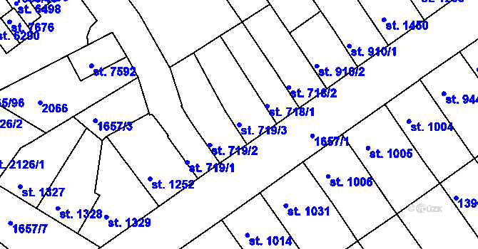 Parcela st. 719/3 v KÚ Třebíč, Katastrální mapa