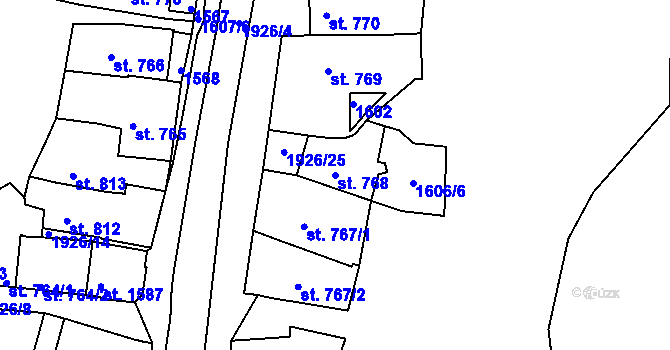 Parcela st. 768 v KÚ Třebíč, Katastrální mapa