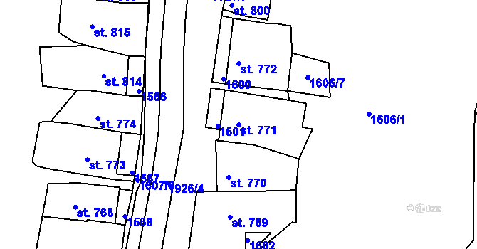 Parcela st. 771 v KÚ Třebíč, Katastrální mapa