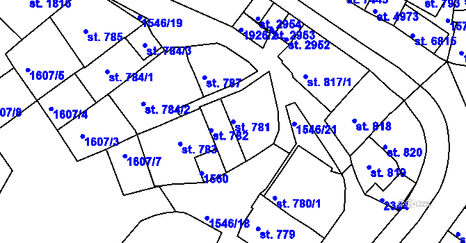 Parcela st. 781 v KÚ Třebíč, Katastrální mapa