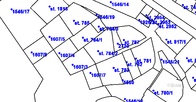 Parcela st. 784/2 v KÚ Třebíč, Katastrální mapa