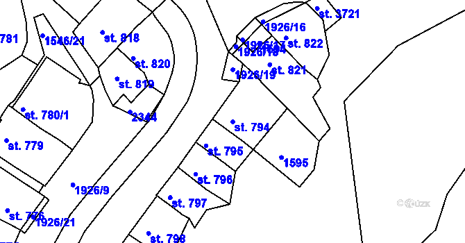 Parcela st. 794 v KÚ Třebíč, Katastrální mapa