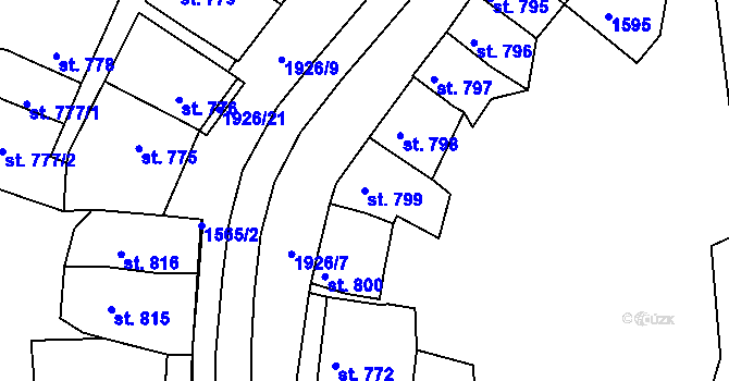 Parcela st. 799 v KÚ Třebíč, Katastrální mapa