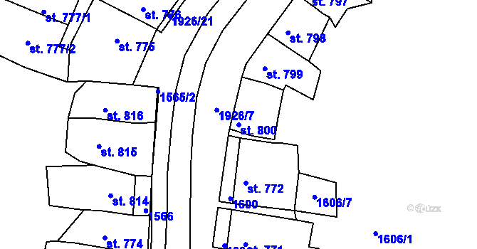 Parcela st. 800 v KÚ Třebíč, Katastrální mapa