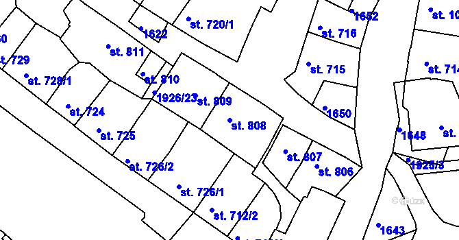 Parcela st. 808 v KÚ Třebíč, Katastrální mapa