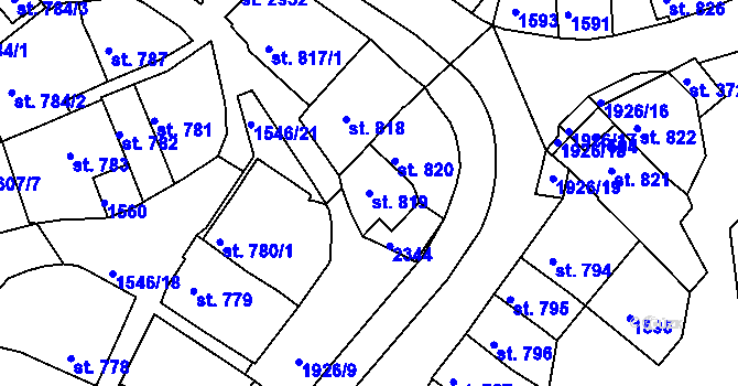Parcela st. 819 v KÚ Třebíč, Katastrální mapa