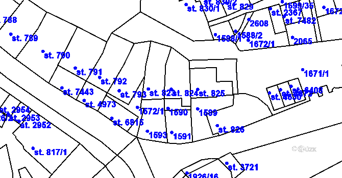 Parcela st. 824 v KÚ Třebíč, Katastrální mapa