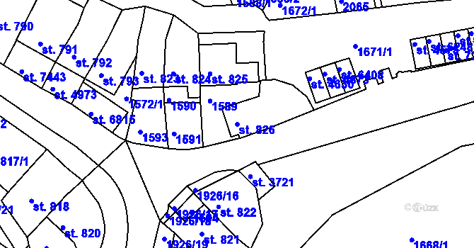 Parcela st. 826 v KÚ Třebíč, Katastrální mapa
