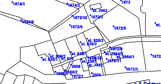 Parcela st. 828/2 v KÚ Třebíč, Katastrální mapa