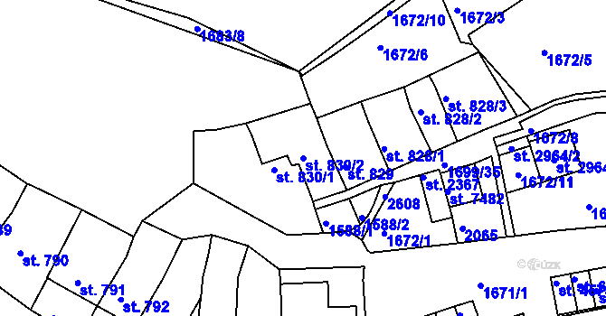 Parcela st. 830/2 v KÚ Třebíč, Katastrální mapa