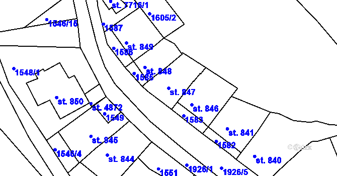 Parcela st. 847 v KÚ Třebíč, Katastrální mapa