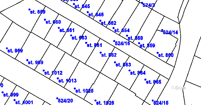 Parcela st. 862 v KÚ Třebíč, Katastrální mapa