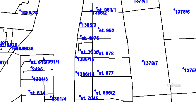 Parcela st. 878 v KÚ Třebíč, Katastrální mapa