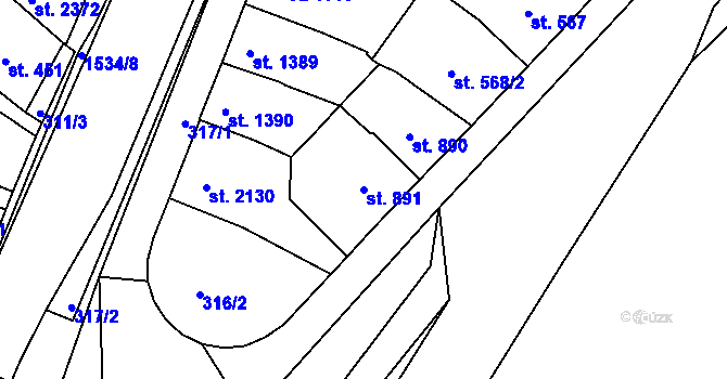 Parcela st. 891 v KÚ Třebíč, Katastrální mapa