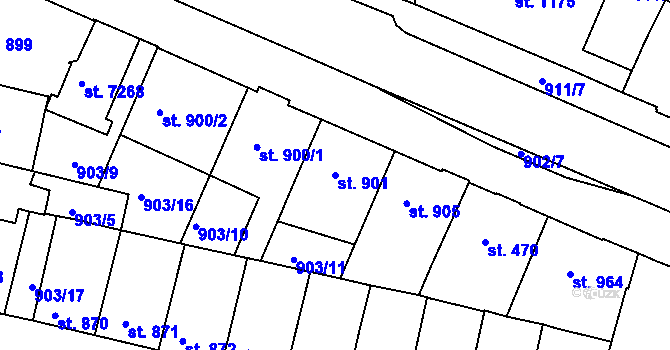 Parcela st. 901 v KÚ Třebíč, Katastrální mapa