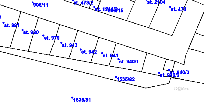 Parcela st. 941 v KÚ Třebíč, Katastrální mapa