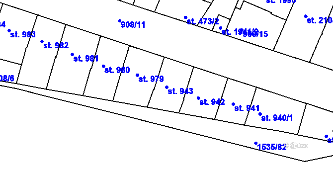 Parcela st. 943 v KÚ Třebíč, Katastrální mapa