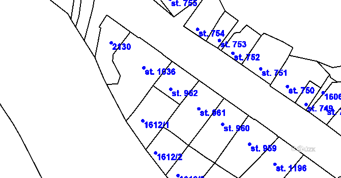 Parcela st. 962 v KÚ Třebíč, Katastrální mapa